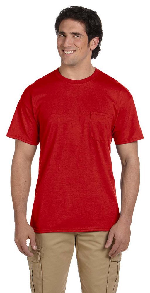 5.6 oz. 50/50 Pocket T-Shirt (G830) Red, L