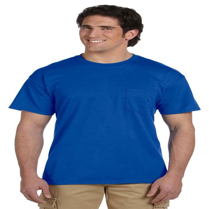 5.6 oz. 50/50 Pocket T-Shirt (G830) Royal Blue, L