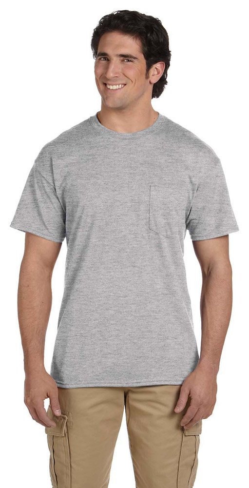 5.6 oz. 50/50 Pocket T-Shirt (G830) Grey, XL