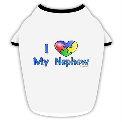 TOOLOUD I Heart My Nephew - Autism Awareness Cotton Dog Shirt White with Black Large