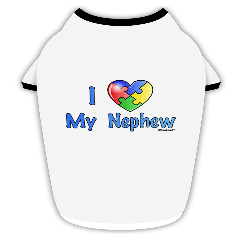 TOOLOUD I Heart My Nephew - Autism Awareness Cotton Dog Shirt White with Black Large