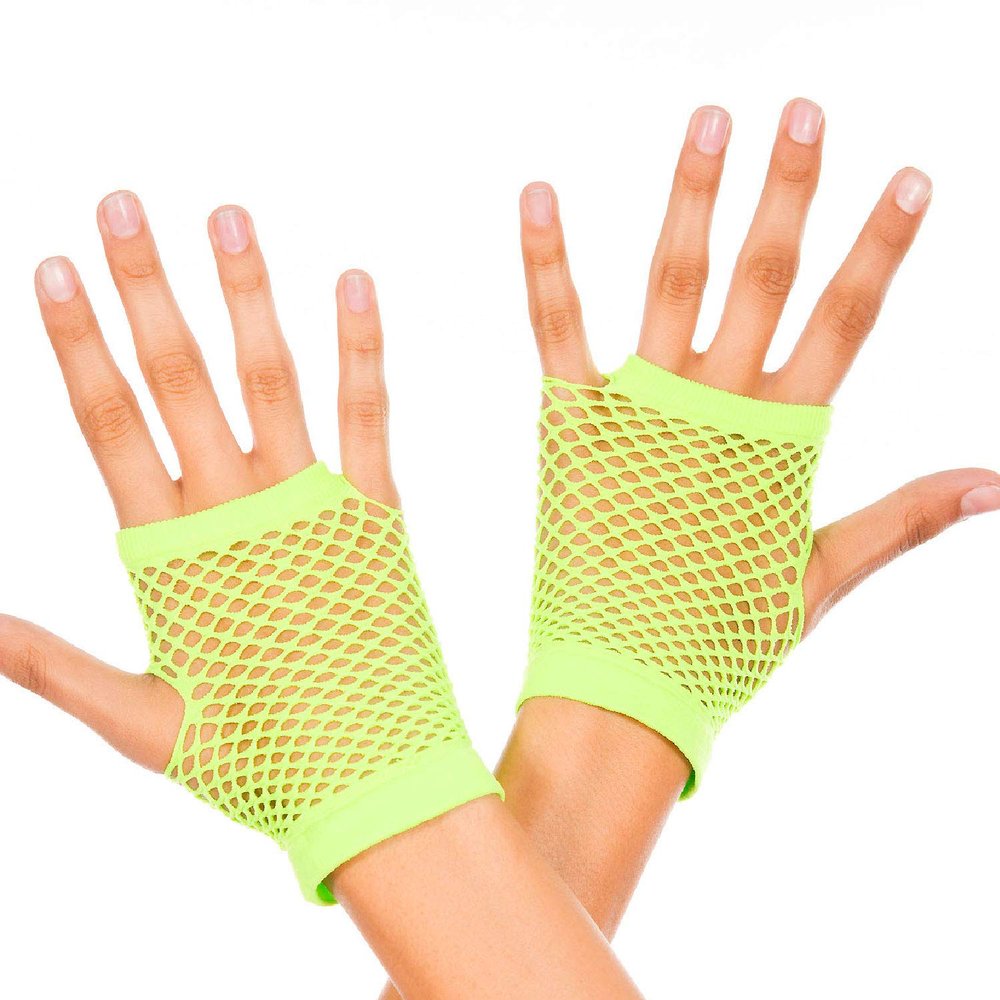 Music Legs Women's Thick Diamond Net Gloves, Neon Green, One Size
