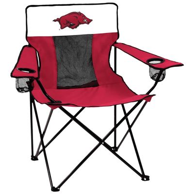 Logo Brands NCAA Arkansas Razorbacks Elite Portable Chair - Premium Outdoor Chair with Cup Holder, Powder-Coated Steel Frame, Lightweight and Portable for Tailgating,and Sporting Events