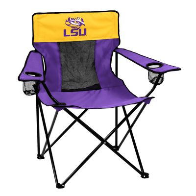 Logo Brands NCAA LSU Tigers Elite Portable Chair - Premium Outdoor Chair with Cup Holder, Powder-Coated Steel Frame, Lightweight and Portable for Tailgating,and Sporting Events