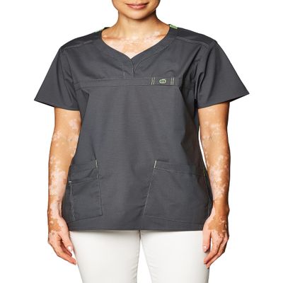 WonderWink Women's Wonderflex Patience Scrub Top, Charcoal, Small