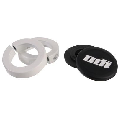 ODI Lock Jaw Clamps (Includes Snap Caps) - White - Rubber - Bicycle, MTB, ATV - Bicycle Accessory - Handlebar Grips