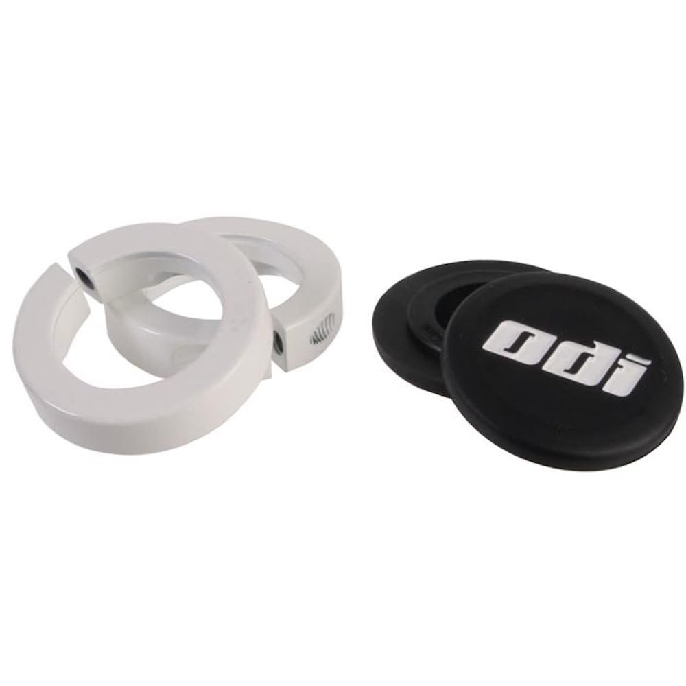 ODI Lock Jaw Clamps (Includes Snap Caps) - White - Rubber - Bicycle, MTB, ATV - Bicycle Accessory - Handlebar Grips