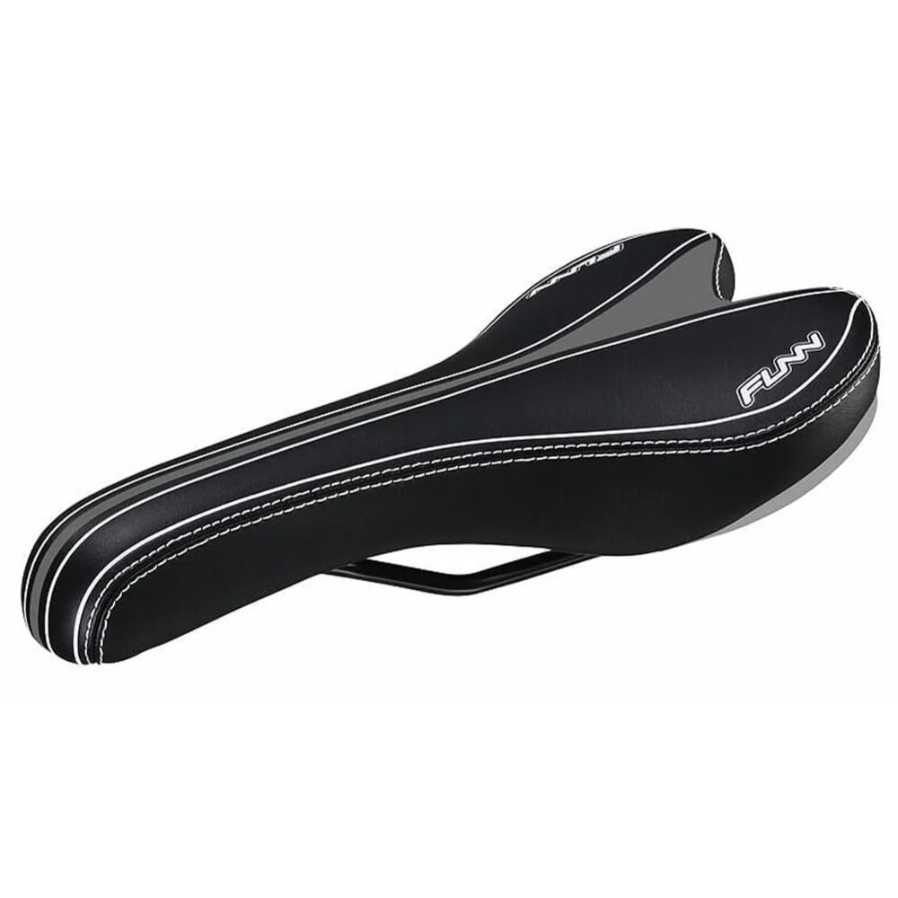 Funn Launch II Mountain Bike Saddle with Light CrMo Rails, Comfortable and Durable Bicycle Seat, Tough PVC Covered Bicycle Saddle for MTB, BMX and Road Bike (Black)