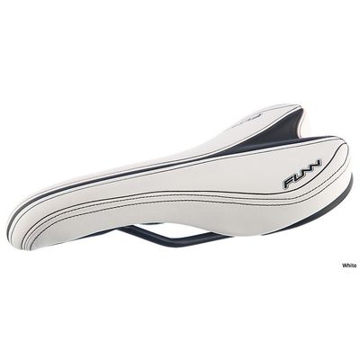 Funn Launch II Mountain Bike Saddle with Light CrMo Rails, Comfortable and Durable Bicycle Seat, Tough PVC Covered Bicycle Saddle for MTB, BMX and Road Bike (White)