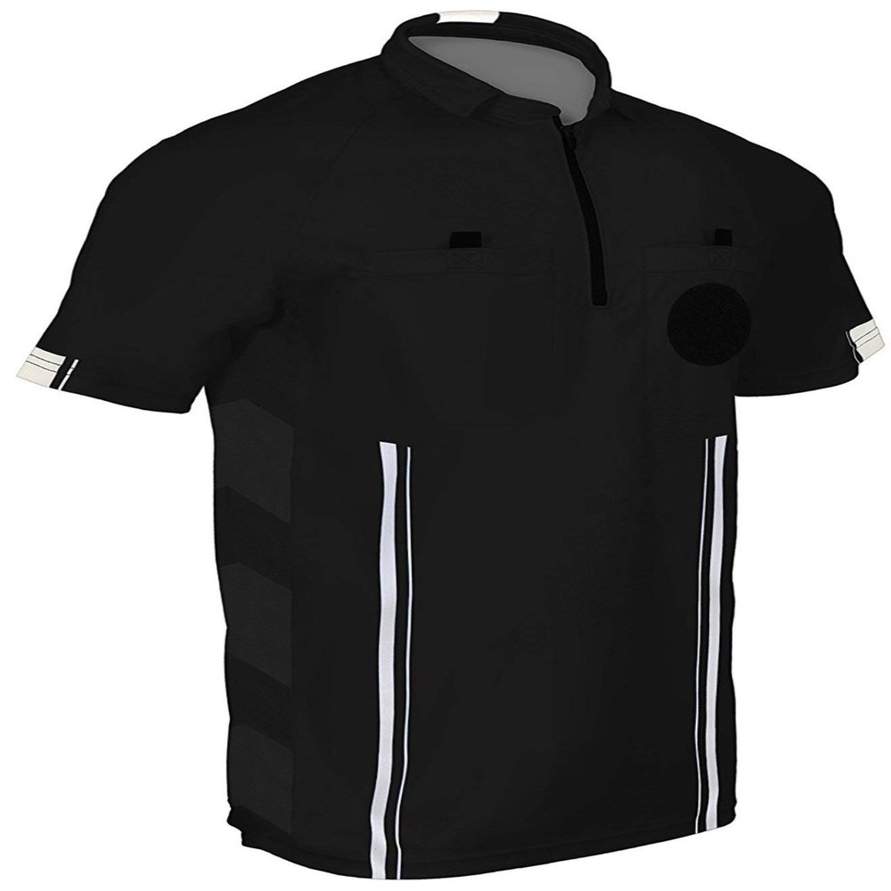 1 Stop Soccer Official Referee Soccer Jersey (Black, Youth Large)