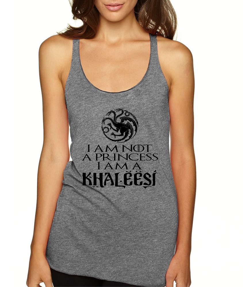 ALLNTRENDS Women's Tank Top Not A Princess I'm A Khaleesi (M, Premium Heather)