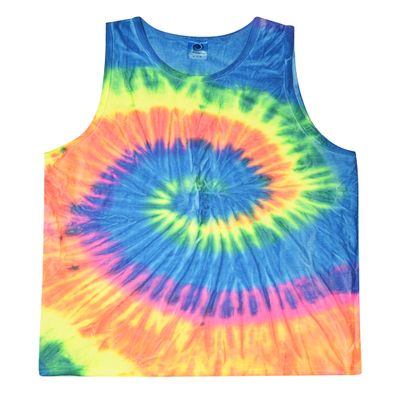 Colortone Unisex Tie Dye Tank Top, Neon Rainbow, X-Large