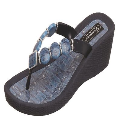 Grandco 27360D Women's New Denim 9 Wedge Thong