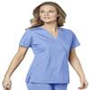 WonderWink Womens Wonderwork Mock Wrap Top Medical-Scrubs-Shirts, Ceil Blue, X-Small US view 1