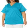 WonderWink Women's Wonderwork Mock Wrap Scrub Top, Teal, Medium view 1