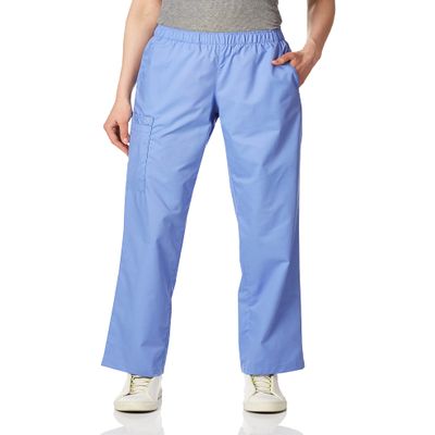 WINK WonderWORK Women's Pull-On Cargo Scrub Pant, Ceil Blue, S