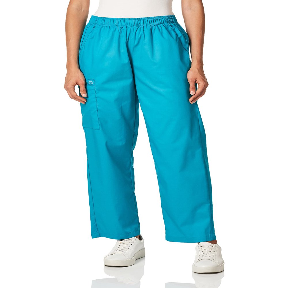 WonderWink Women's Pull-On Cargo Pant, Teal, Medium Petite