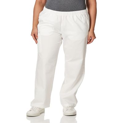 WonderWink Women's Pull-On Cargo Pant, White, Large