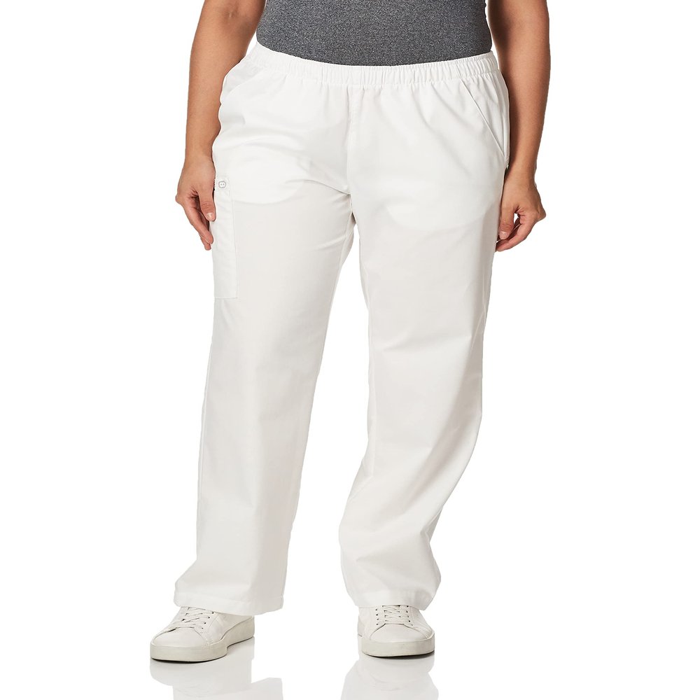 WonderWink Women's Pull-On Cargo Pant, White, Large