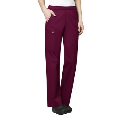 Wink WonderWORK Women's Pull-On Cargo Scrub Pant, Wine, 2XS