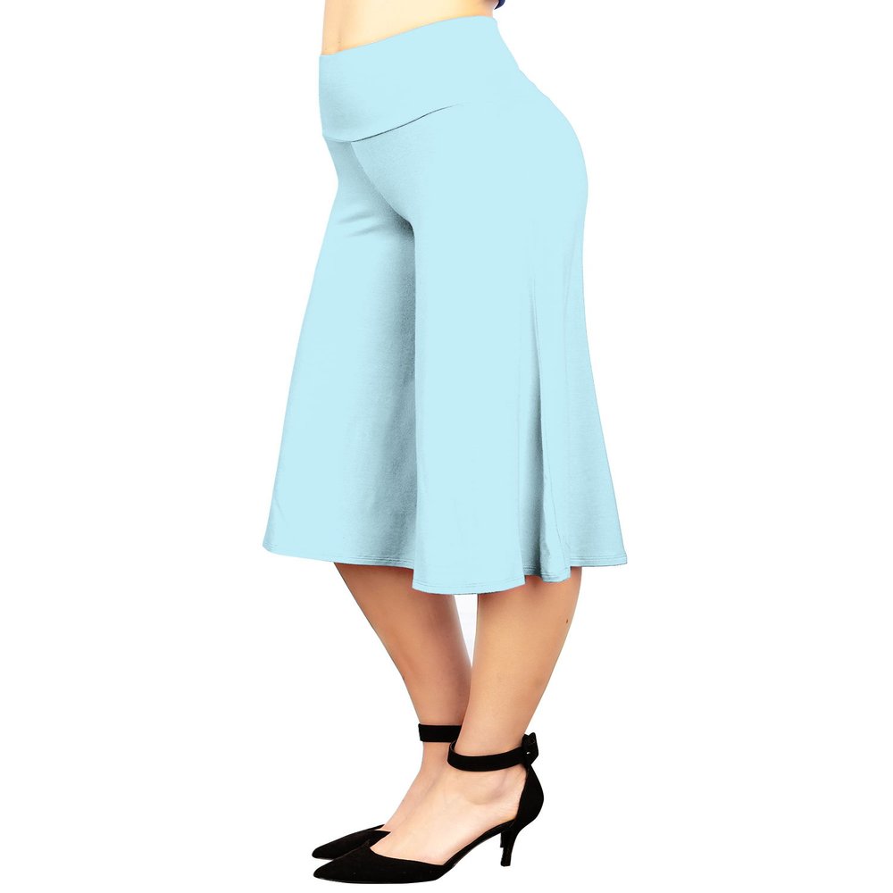 WB876 Womens Knit Culottes Pants L AQUA