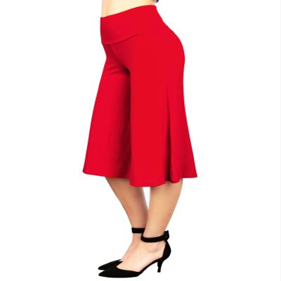 WB876 Womens Knit Culottes Pants XXL RED
