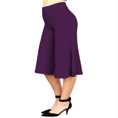 WB876 Womens Knit Culottes Pants XXXL DARK_PURPLE
