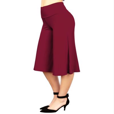 WB876 Womens Knit Culottes Pants XL WINE