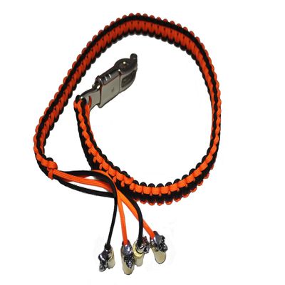 Biker Whip 36" Black and Orange Silver Punisher Skulls .45 Cal Casing