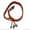 Biker Whip 36" Black and Orange Silver Punisher Skulls .45 Cal Casing view 1