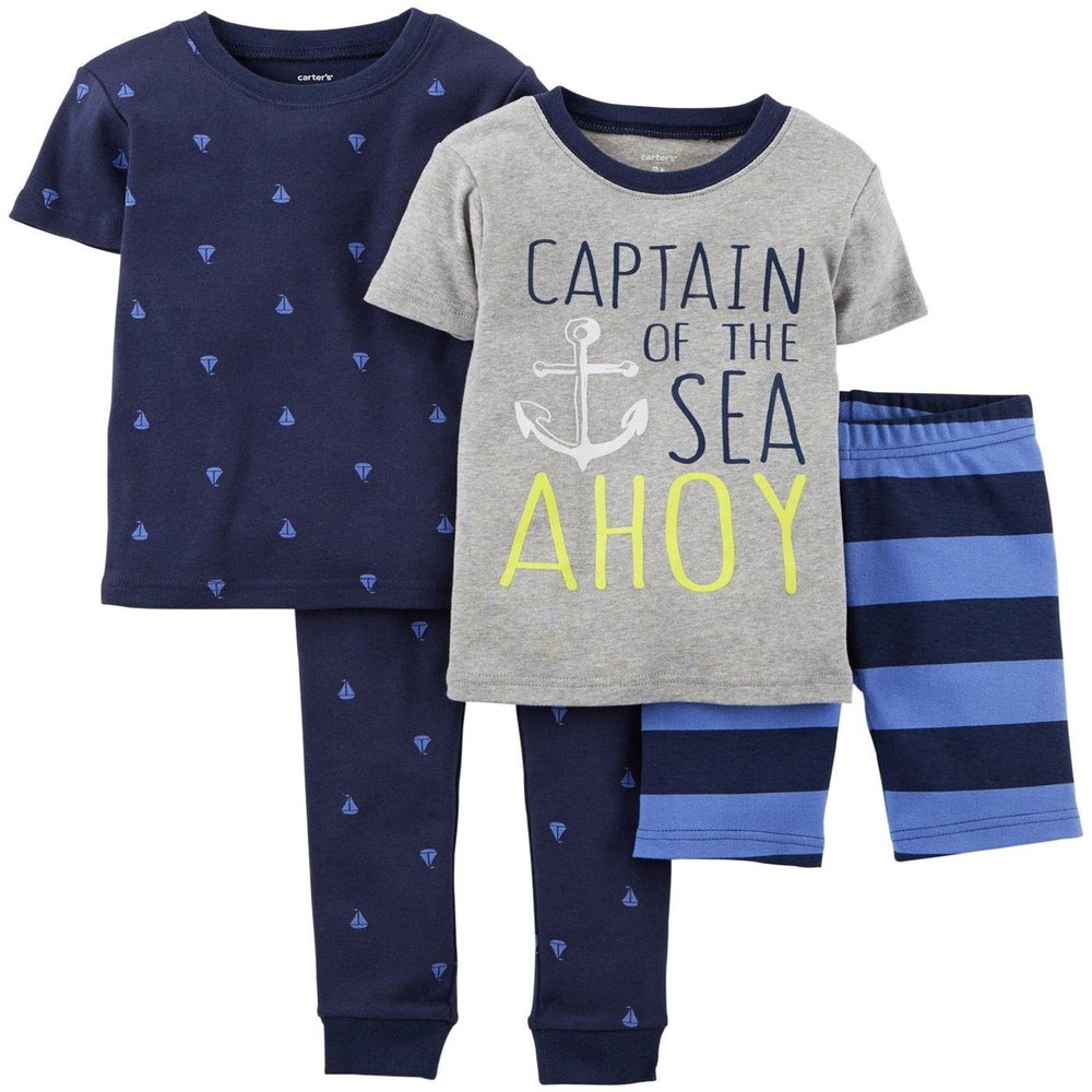 Carter's Baby Boys' 4 Piece Cotton PJ Set (Baby) - Captain - 6 Months
