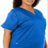 WonderWink Women's Plus-Size Wonderwork Mock Wrap Scrub Top, Royal, 4X-Large view 3