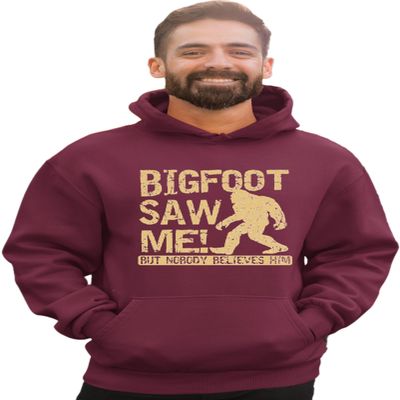 Go All Out 3X-Large Maroon Mens Bigfoot Saw Me But Nobody Believes Him Squatch Sweatshirt Hoodie