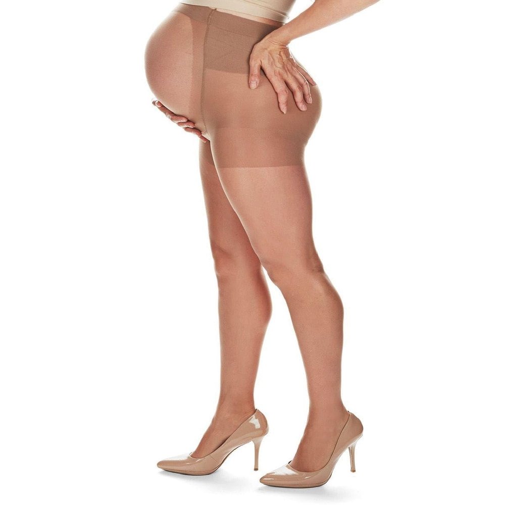 MeMoi Maternity Sheer Pantyhose for Women, Extra Large Waist Pregnancy Shapewear, 12 Denier - Sizes Small to Q2, Honey, Medium/Large