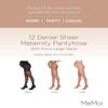 MeMoi Maternity Sheer Pantyhose for Women, Extra Large Waist Pregnancy Shapewear, 12 Denier - Sizes Small to Q2, Honey, Medium/Large view 2