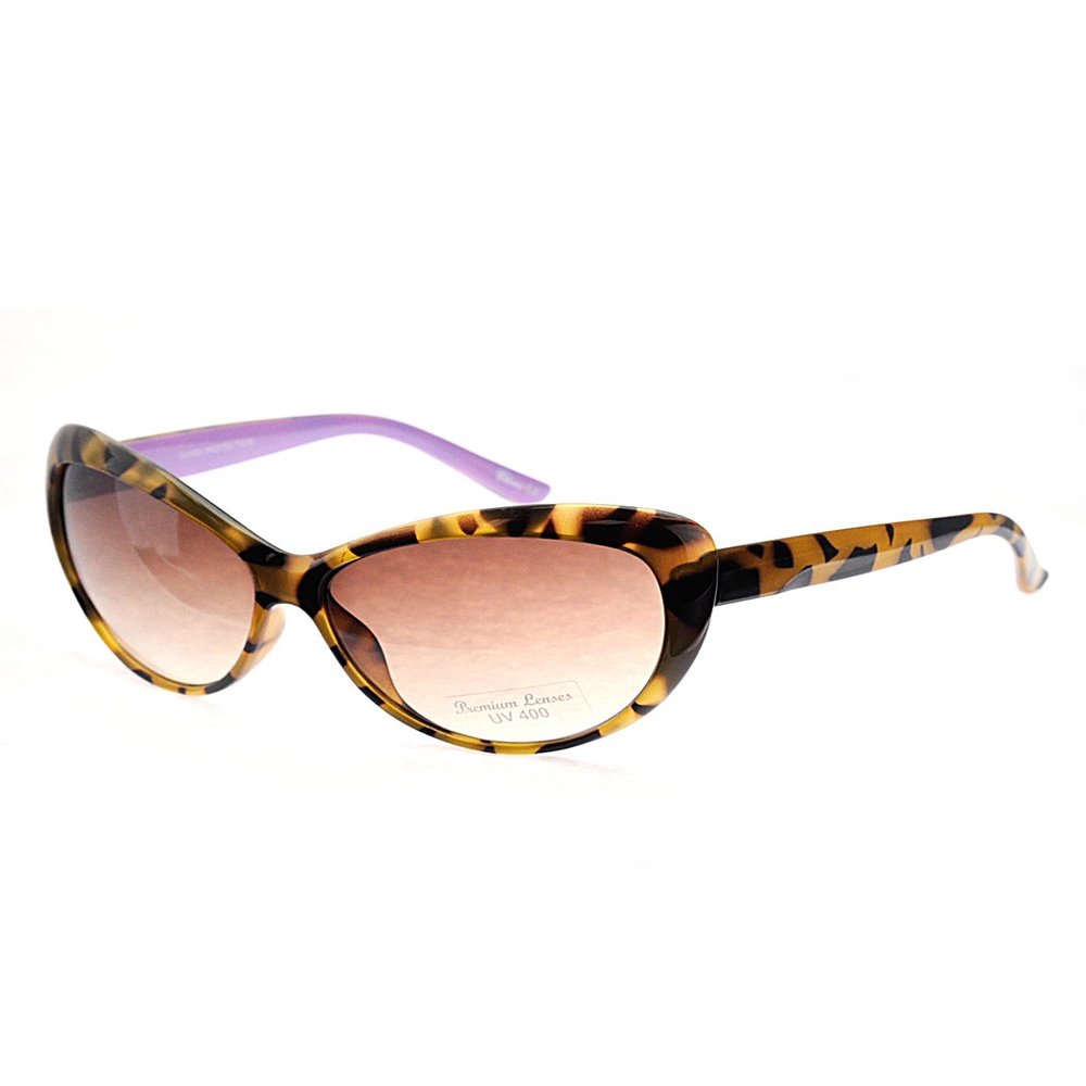 NYFASHION101 Interior Pastel Color Temple Tortoise Frame Cat Eye Sunglasses, Lavender
