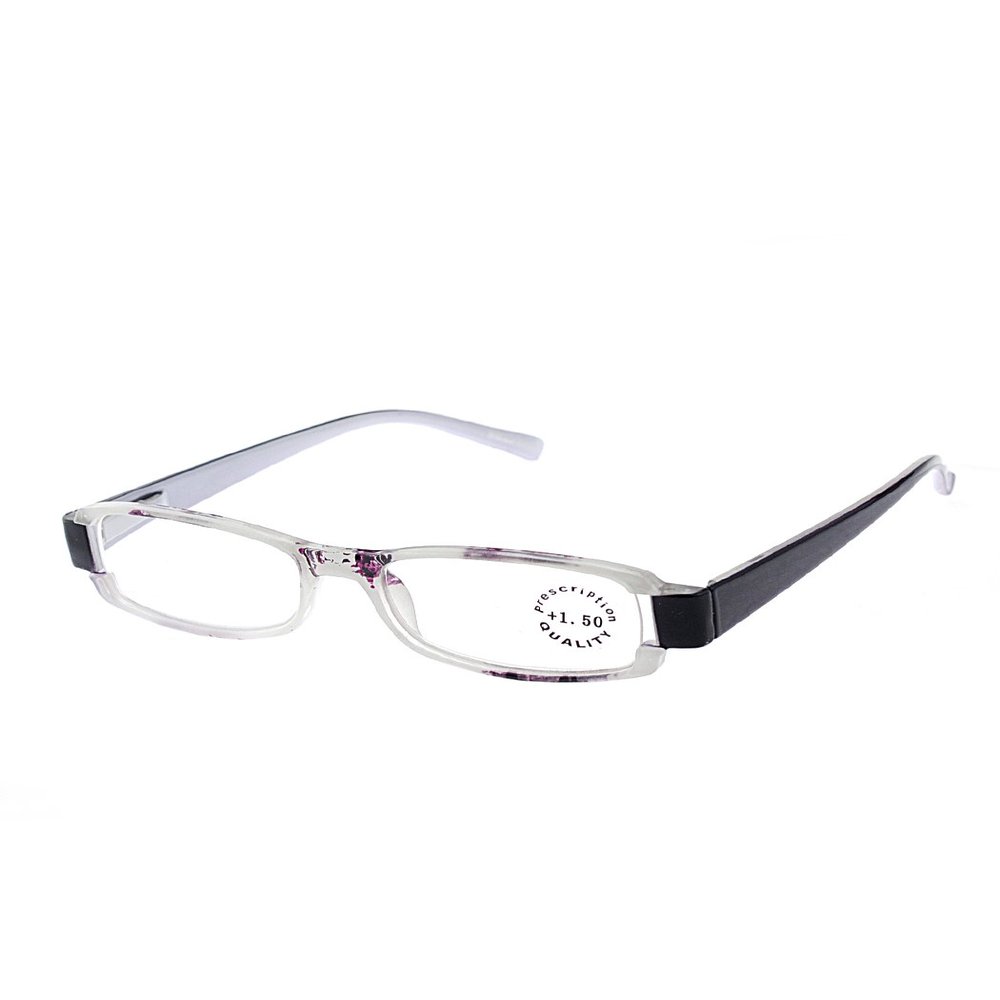 NYFASHION101 Solid Color Arms Splash Design Rectangular Frame Reading Glasses, Purple, 1.0