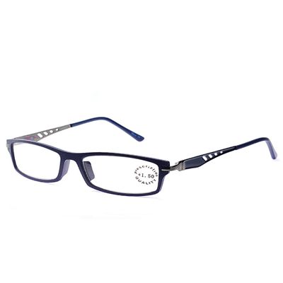 NYFASHION101 Lightweight Designed Temple Rectangular Frame Reading Glasses, Navy, 1.25