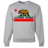 California Republic Borderless Bear Flag Black Text Crewneck Sweatshirt - Ash Large view 1