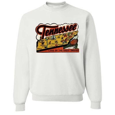 Vintage State Sticker Tennessee Crewneck Sweatshirt - White Small