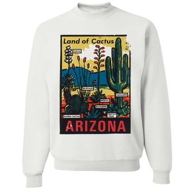 Vintage State Sticker Arizona Crewneck Sweatshirt - White Large