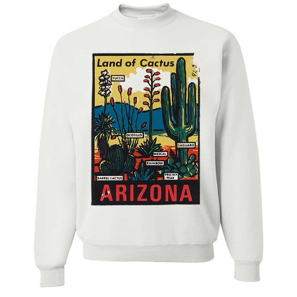 Vintage State Sticker Arizona Crewneck Sweatshirt - White Large