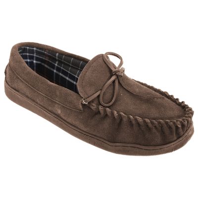 Sleepers Mens Adie Real Suede Moccasin Slippers (8 US) (Brown)