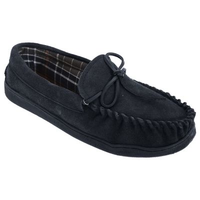 Sleepers Mens Adie Real Suede Moccasin Slippers (12 US) (Navy Blue)