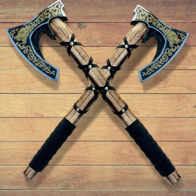 Poshland AX-7004 Custom Gift Forged Carbon Steel Viking Axe with Rose Wood Shaft, Viking Bearded Camping Axe