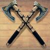 Poshland AX-7004 Custom Gift Forged Carbon Steel Viking Axe with Rose Wood Shaft, Viking Bearded Camping Axe view 1