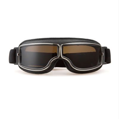 CRG Sports Motorcycle Goggles Vintage Aviator Pilot Style Leather Cruiser Scooter Motocross Goggles for Men, Women,Adults