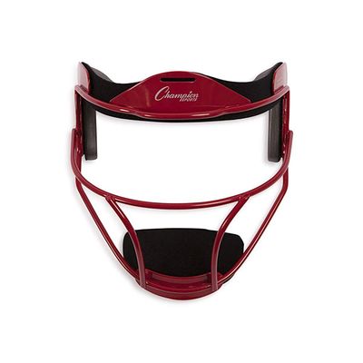 Champion Sports Steel Softball Face Mask - Classic Fielders Masks for Adults - Durable Head Guards - Premium Sports Accessories for Indoors and Outdoors - Red