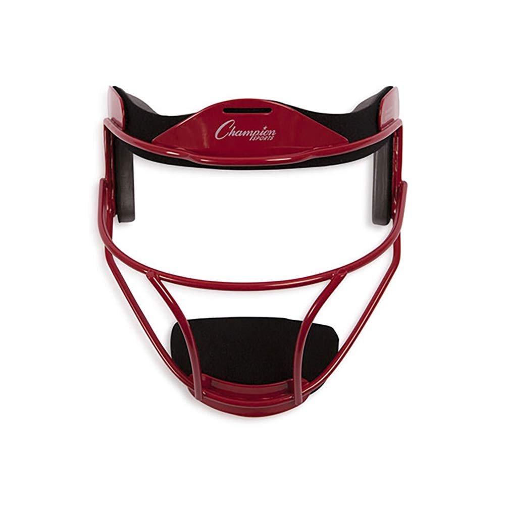 Champion Sports Steel Softball Face Mask - Classic Fielders Masks for Adults - Durable Head Guards - Premium Sports Accessories for Indoors and Outdoors - Red