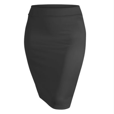 MBJ WB700 Women's Premium Scuba Stretch High Waist Pencil Skirt Below Knee for Office Wear L Charcoal